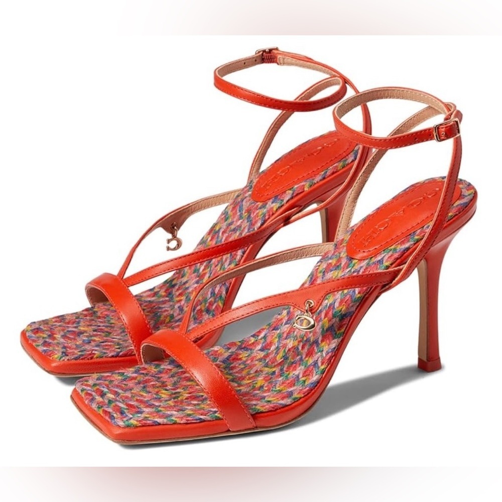 Coach Women's Kaia Leather Sandal In Red Orange Size 6 NWOT